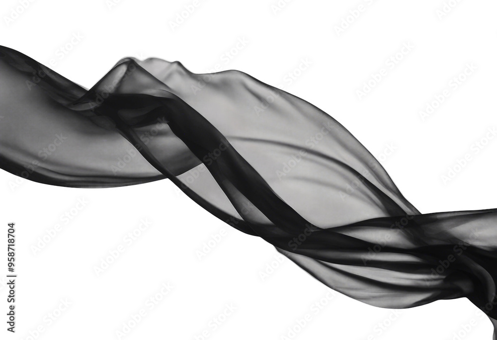 Floating black fabric blowing isolated on transparent background Floating black fabric blowing isolated on transparent background