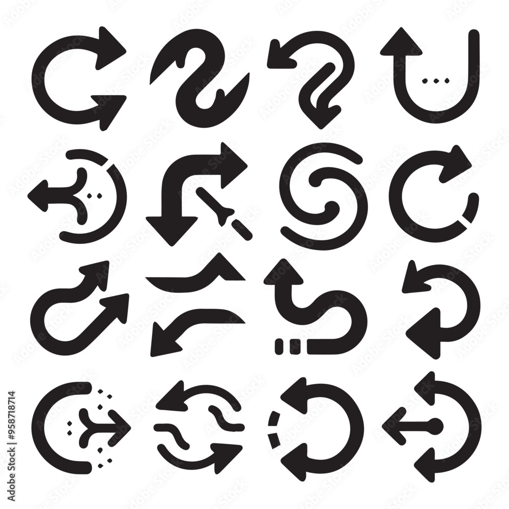Icons Black set of different arrows isolated on white background. Vector illustration alternative route icon isolated sign symbol vector illustration - Collection of high quality black style vector ic Icons Black set of different arrows isolated on white background. Vector illustration alternative route icon isolated sign symbol vector illustration - Collection of high quality black style vector ic