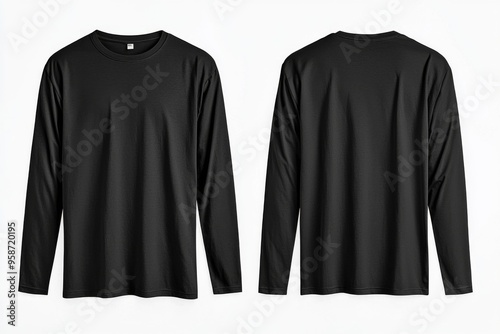 Black long sleeve tshirt mockup isolated created with Generative AI