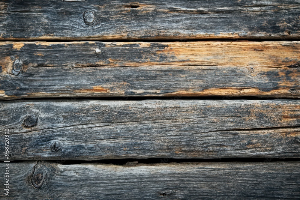 Weathered Wooden Planks with Knots and Grain Patterns Weathered Wooden Planks with Knots and Grain Patterns