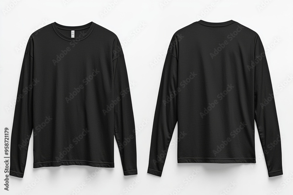 Black long sleeve tshirt mockup isolated created with Generative AI Black long sleeve tshirt mockup isolated created with Generative AI