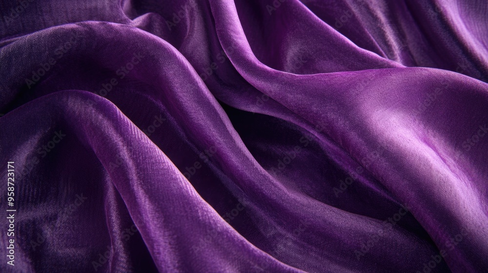 Fototapeta premium Fashion - Purple Silk Fabric - Close Up