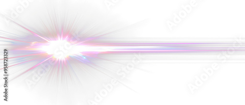 Horizontal burst of light, showcasing colorful rays and dynamic patterns, perfect for creating energetic visuals, cutout, png photo