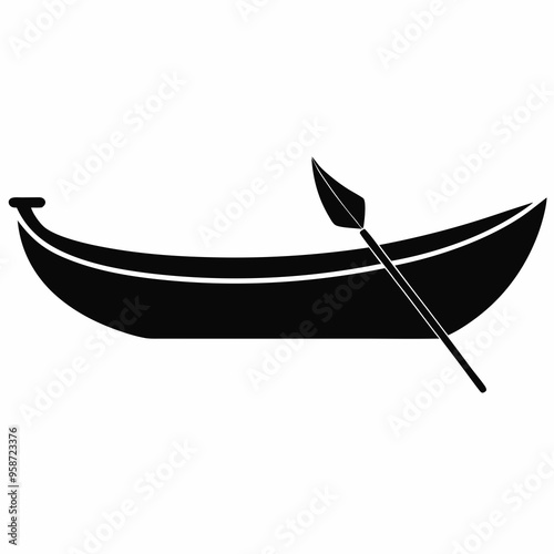 canoe  vector with a man silhouette vector on a white background