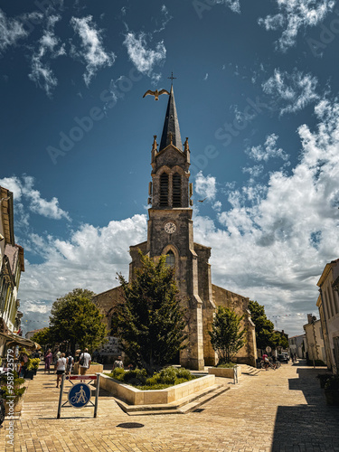 Church square of La Couarde-sur-Mer, ile de Ré, France