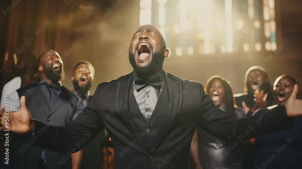 African American gospel church choir singing