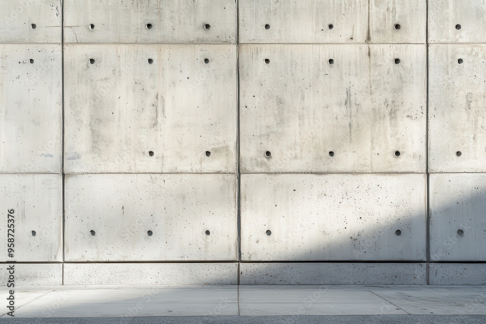 Concrete Wall with Circular Holes and Shadow Concrete Wall with Circular Holes and Shadow
