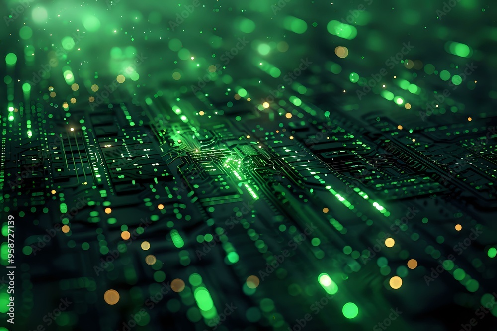 abstract image featuring a dynamic array of glowing green dots and lines, creating a futuristic and digital visual. Ideal for technology, data visualization, or sci-fi-themed projects. abstract image featuring a dynamic array of glowing green dots and lines, creating a futuristic and digital visual. Ideal for technology, data visualization, or sci-fi-themed projects.