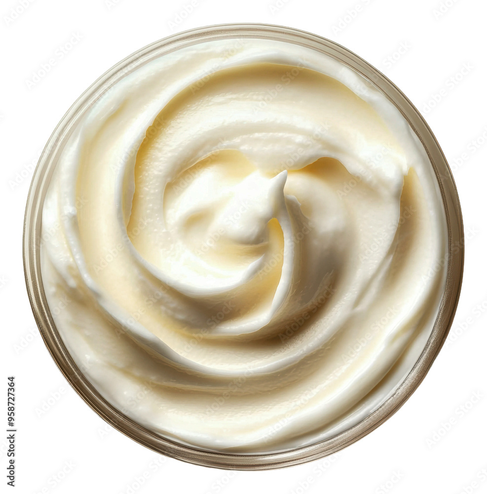 Creamy texture of a rich vanilla frosting swirl, cut out - stock png.