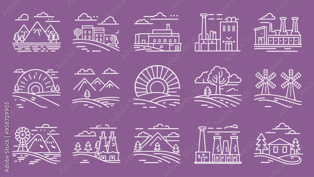 2d vector illustration icon, shape line , architecture factory and town with home
2d vector illustration icon, shape line , architecture factory and town with home