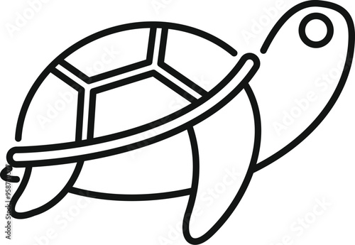 Simple line drawing of a turtle walking with its shell visible