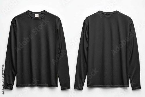 Black long sleeve tshirt mockup isolated created with Generative AI