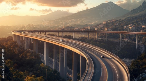 Wallpaper Mural Stunning multi-level road bridges winding through a realistic landscape, showcasing architectural beauty and engineering marvels Torontodigital.ca