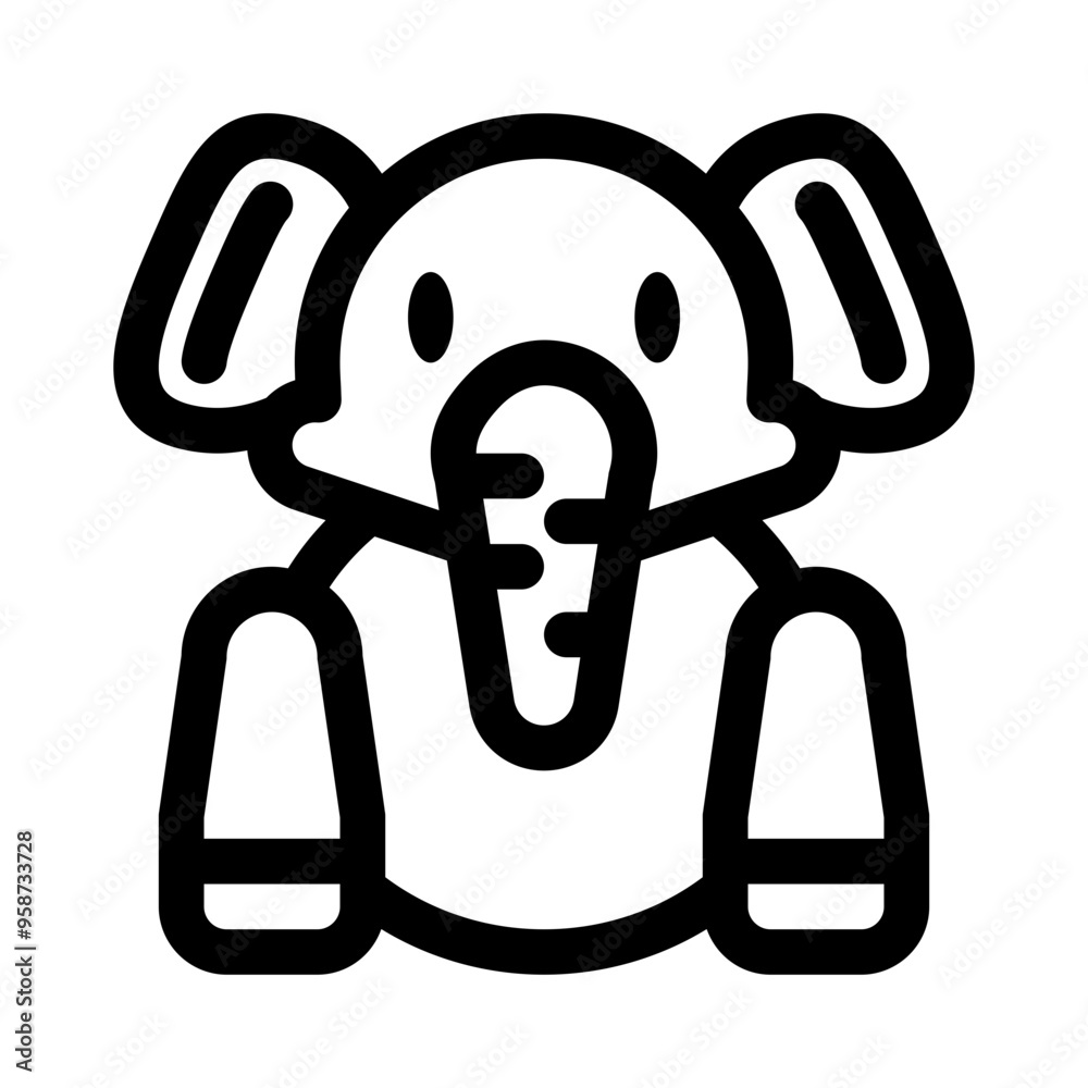 stuffed elephant line icon stuffed elephant line icon
