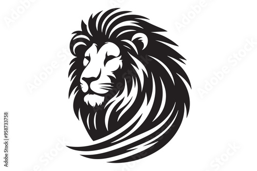 Lion Silhouette Simple Black Vector Illustration photo