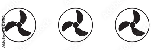 Multipurpose fan vector icon in outline, glyph, filled outline style. Three icon style variants in one pack.
