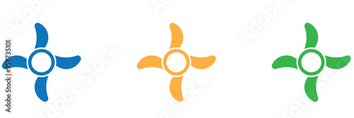 Multipurpose fan vector icon in outline, glyph, filled outline style. Three icon style variants in one pack.
