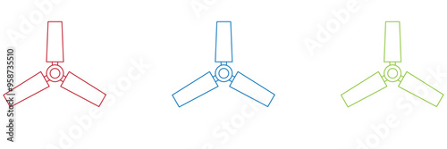 Multipurpose fan vector icon in outline, glyph, filled outline style. Three icon style variants in one pack.