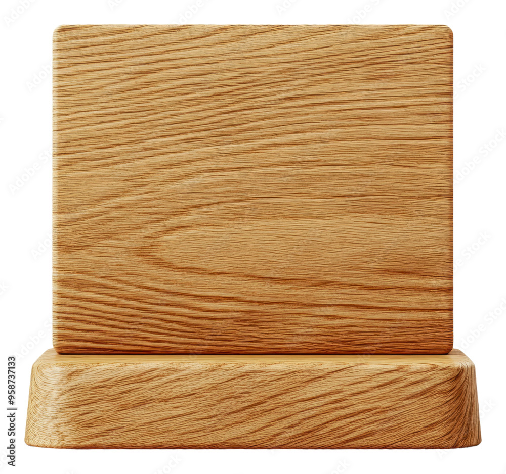 Naklejka premium Natural wooden block stand on a plain background, cut out - stock png.