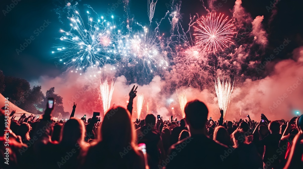 fireworks background at night party, new year's eve party