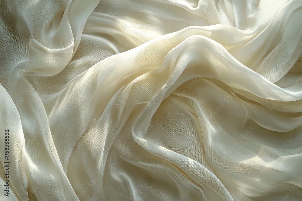 Abstract Draped Creamy White Sheer Fabric Texture