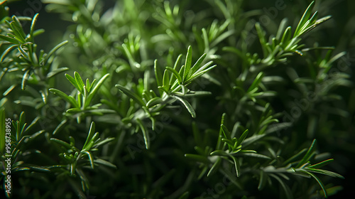 Macro fresh rosemary green