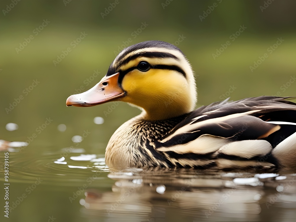 Obraz premium Cute Duck Closeup - Adorable Animal Photography, Ideal for Prints, Social Media, or Nature-Themed Decor