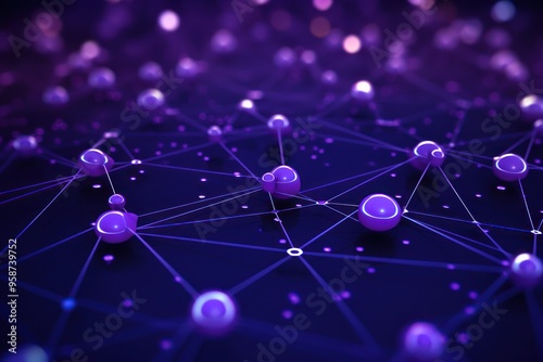 Smooth background in violet with some light grey infrastructure symbols and connections technology background