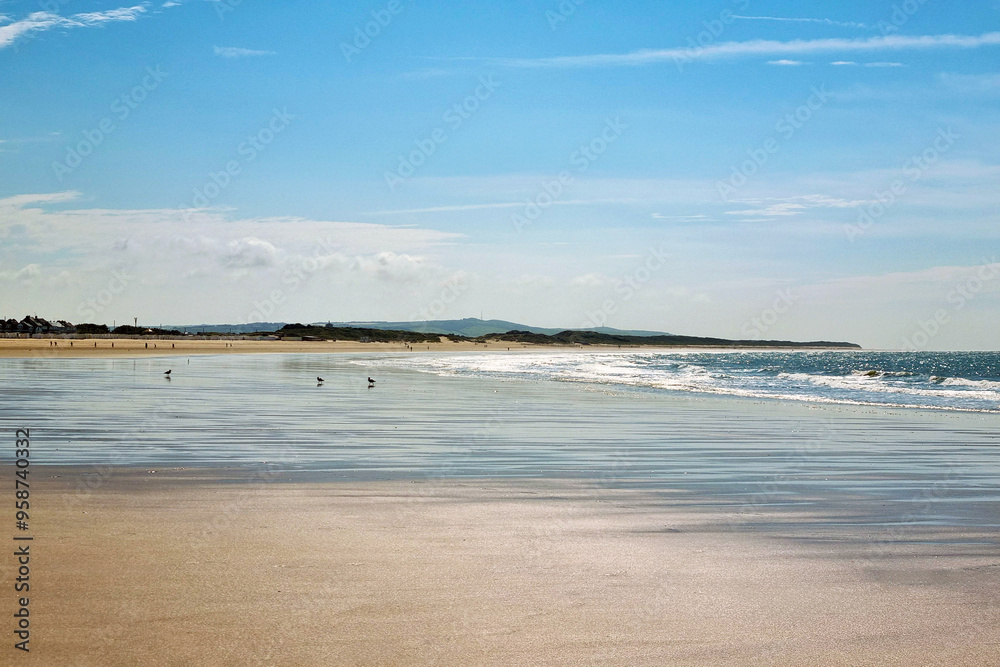 Scenic Beach Landscape with Calm Waves and Clear Sky for Travel and Nature Posters Scenic Beach Landscape with Calm Waves and Clear Sky for Travel and Nature Posters