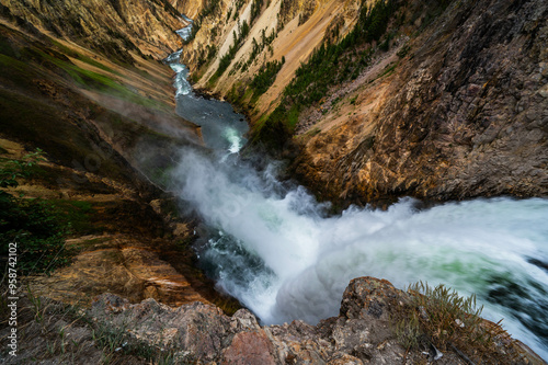 Grand Canyon of the Yellowstone National Park viewing upper and lower waterfalls from various locations including artist and inspiration points photo