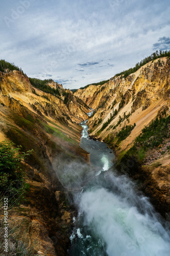 Grand Canyon of the Yellowstone National Park viewing upper and lower waterfalls from various locations including artist and inspiration points