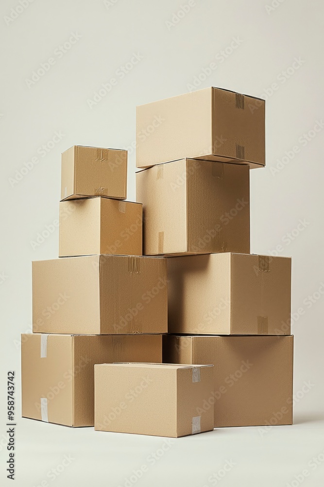 Stack of Cardboard Boxes on White Background Stack of Cardboard Boxes on White Background