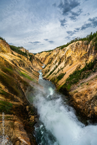 Grand Canyon of the Yellowstone National Park viewing upper and lower waterfalls from various locations including artist and inspiration points