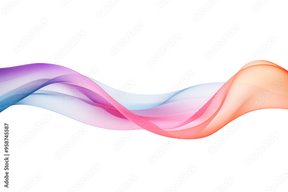 Fototapeta premium A vibrant rainbow ribbon gracefully curling in mid-air, isolated on white background