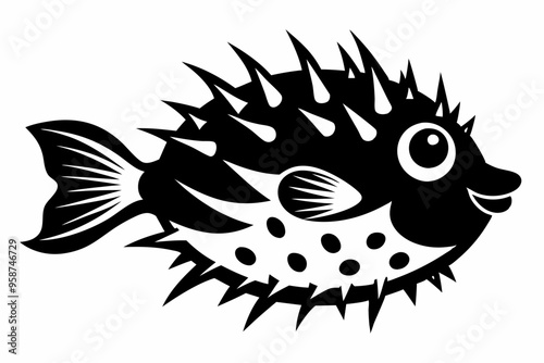 Porcupinefish silhouette vector illustration 
 photo