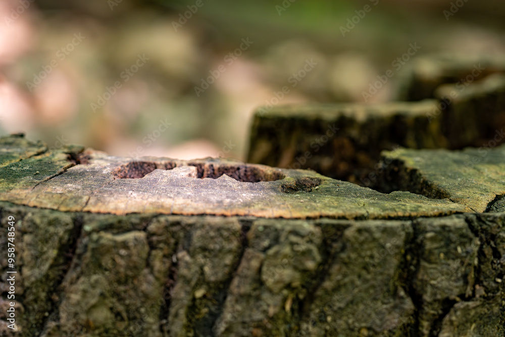 Cut tree stump in the forest close up. Cut tree stump in the forest close up.