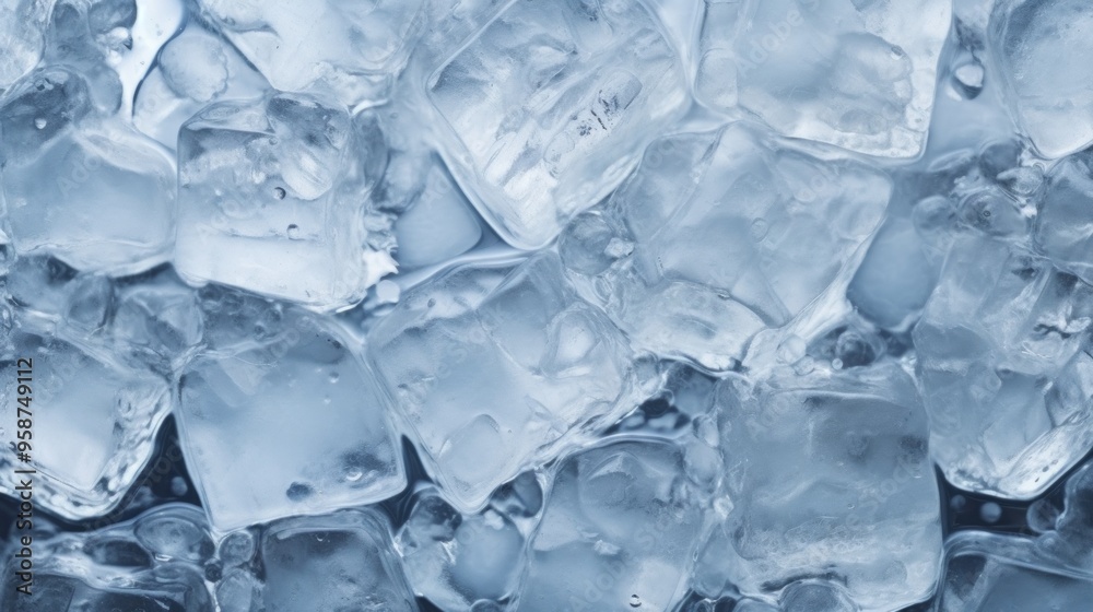 Crystal clear ice cubes as background, top view. Neural network ai generated art Crystal clear ice cubes as background, top view. Neural network ai generated art