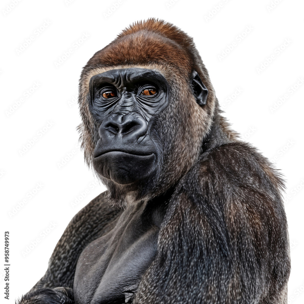 Obraz premium Western lowland gorilla isolated on transparent background, cut out