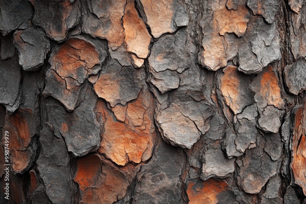 Close-Up of Rough, Textured Tree Bark with Gray and Brown Colors Close-Up of Rough, Textured Tree Bark with Gray and Brown Colors