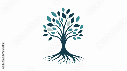 Modern, minimalist logo featuring a stylized tree with strong, rooted branches