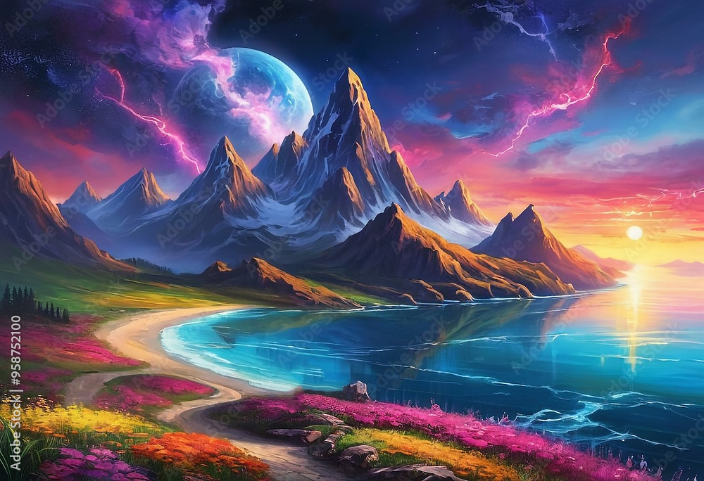 Obraz premium Mythicl Landscape in paralell universe