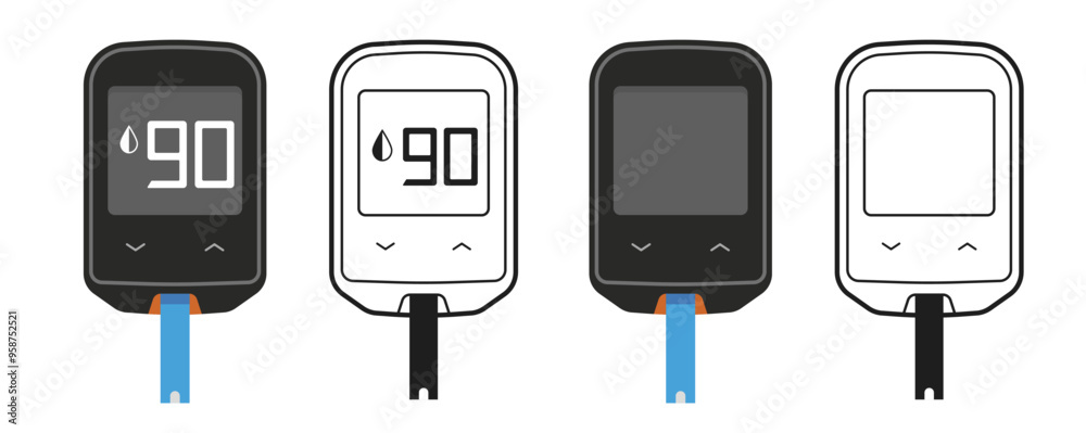 Glucometer blood sugar glucose tester icon vector graphic flat cartoon ...