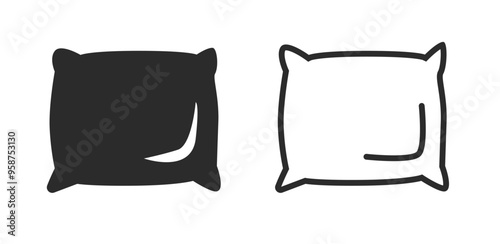 Pillow icon vector graphic set illustration line outline stroke pictogram and solid silhouette image clip art isolated symbol
