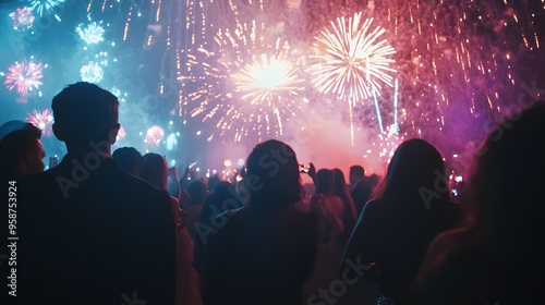 fireworks background at night party, new year's eve party