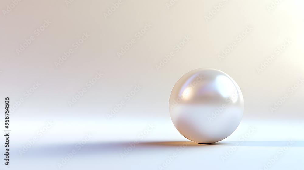 Obraz premium A single white pearl with a soft glow on a blank background