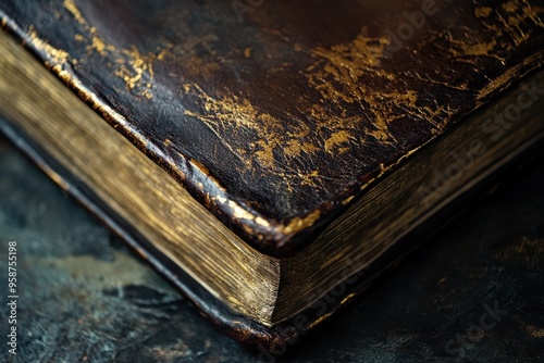 Close-Up of an Antique Book's Gilt-Edged Cover