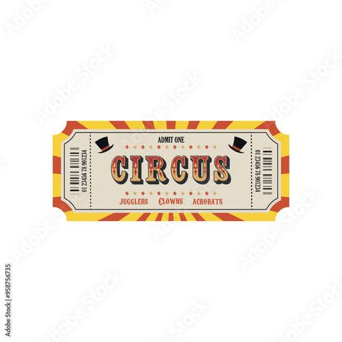 Circus retro admit one circus ticket vintage style. Vintage carnival ticket design admit one for entrance