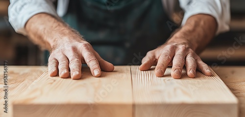 Close-up of senior hands expertly working with wood, showcasing craftsmanship and precision in a workshop setting.