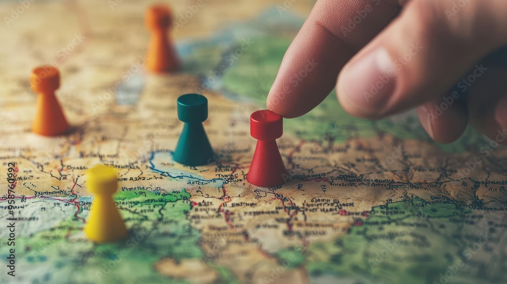 leader s hand pointing to a spot on a map marked Victory, with a group eagerly preparing to set off, symbolizing leadership in charting the course to achievement leader s hand pointing to a spot on a map marked Victory, with a group eagerly preparing to set off, symbolizing leadership in charting the course to achievement