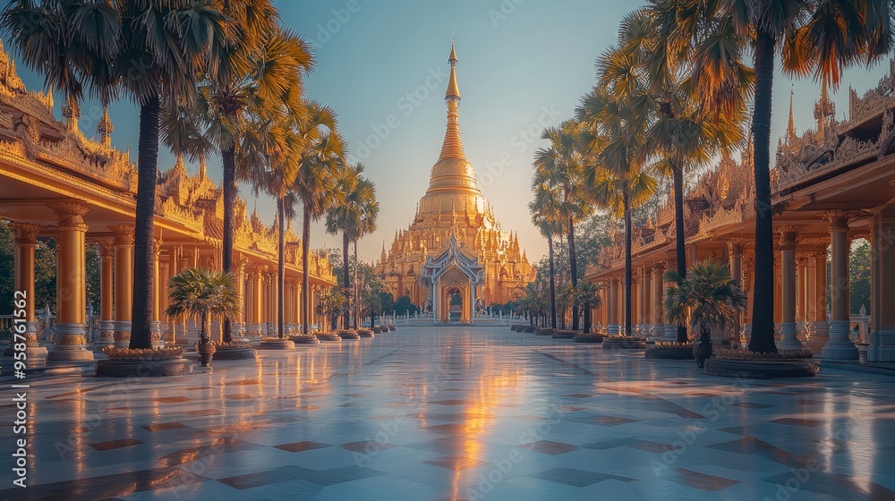Naklejka premium Maha Myat Muni Pagoda on a sunny day